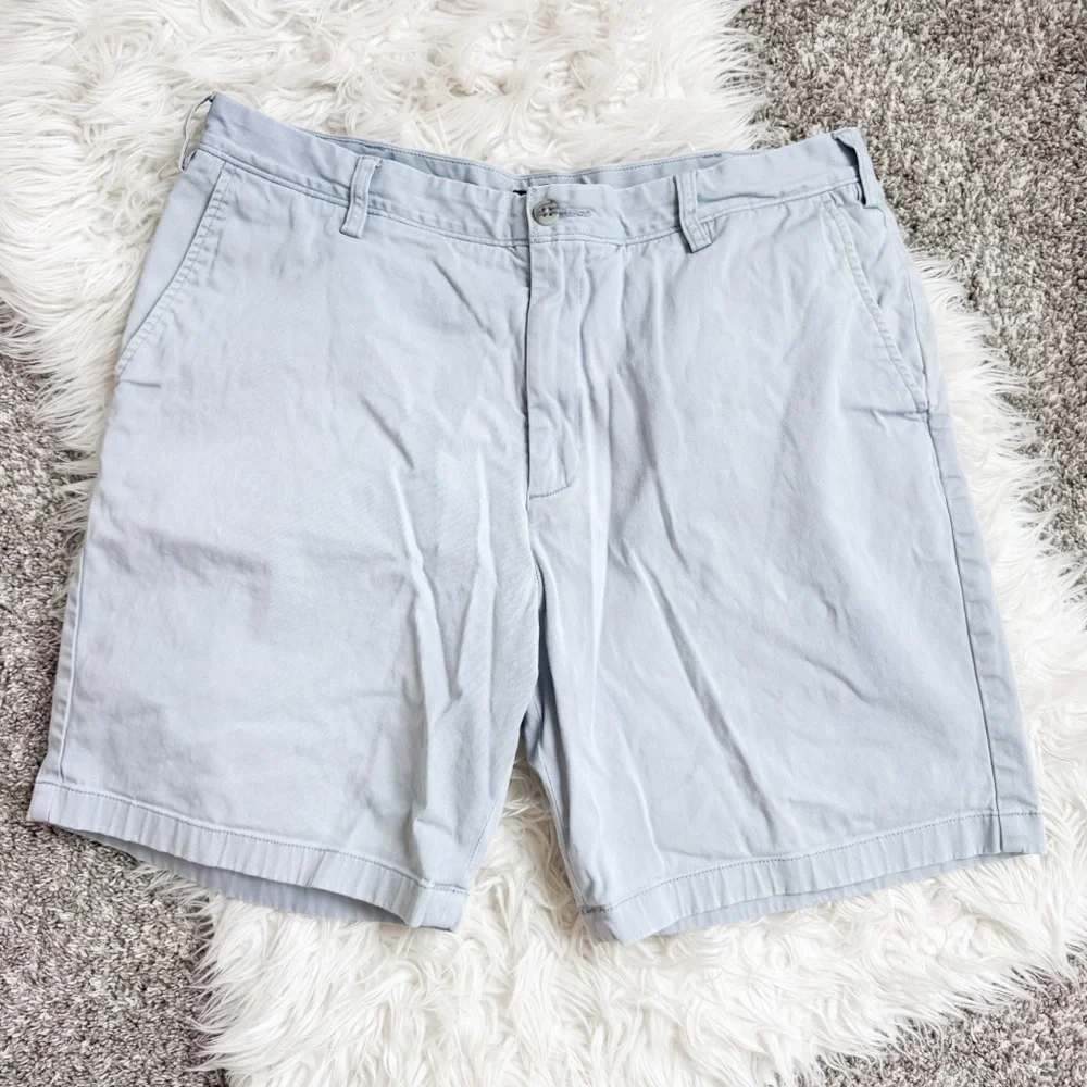 Nautica Men’s Flat Front Cotton Shorts Blue Gray 36W Classic Fit
